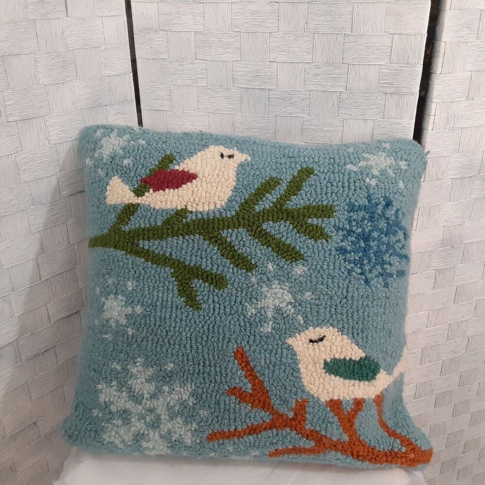 The Company Store Woven Winter 2 Birds Decorative Pillow Unique
